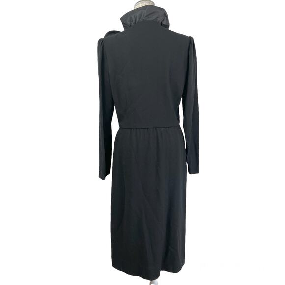 Vintage Midi Dress High Ruffle Collar Black - Picture 8 of 8